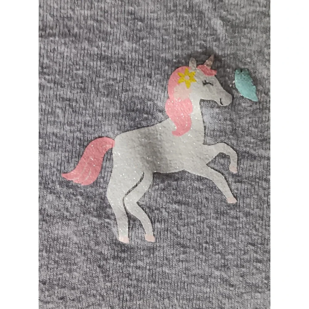 Shirt 12 months Carters baby girl Gray Short sleeve Unicorn Snap Bottom